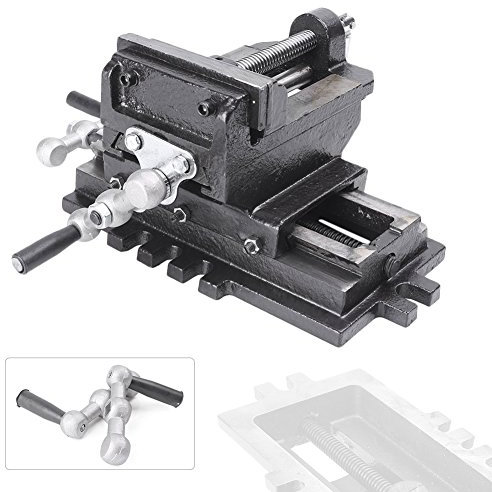 Mallofusa 4 inch Cross Slide Drill Press Vise X-Y 2 Way Heavy Duty Cast Iron Milling Vice Holder Woodworking Clamping Vise Machine Bench Top Mount