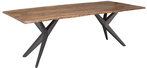 Massivmoebel24.de Baumtisch Akazie 200x100x76 Natur lackiert Beine anthrazit matt Freeform 4#40