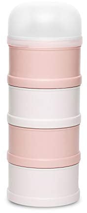 Suavinex - Dosificador de Leche en Polvo y Cereales, con 4 Compartimentos, Cierre de Rosca y Boquilla. Apto para Lavavajillas. Rosa