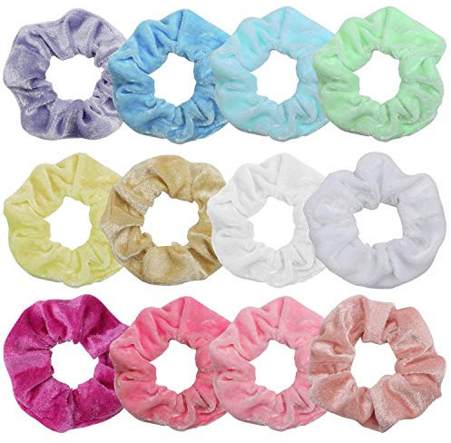 Belle Vous Haargummis Scrunchies Samt (12 Stk) - Weiche Samthaargummi für Frauen, Haarband Skrunchy Scrunchie für Glatte, Wellige, Lockige, Krause, Lange, Dicke und Dünne Haare – Bunte Haar Gummis