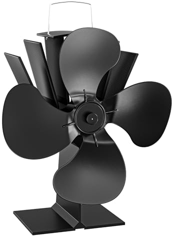 Wiltec Ventilatore per stufa a legna camino, Ventola con 4 pale, 70-350 °C, funzionamento senza elettricità