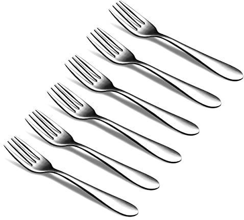 CAMRI Cake Forks - Mini Fork for Dessert, Pastry, Fruit & Salad, Stainless Steel Small Forks Pack of 6, 5.3 Inch, Cutlery Starter Forks for Home Kitchen & Restaurant (C61 – Set of 6)