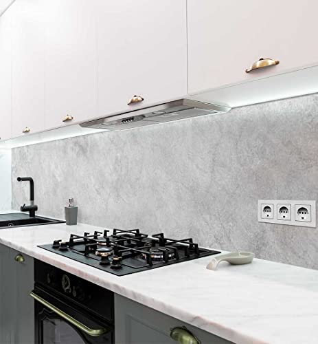 MyMaxxi Küchenrückwand Folie selbstklebend matt - einfache Montage ohne Bohren 0,4mm stark Versteift - Motiv Beton in Marmor Optik 60cm hoch - Spritzschutz Küche Klebefolie - Mauer Wand 280 x 60cm