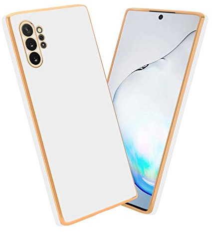 Cadorabo Hülle kompatibel mit Samsung Galaxy Note 10 Plus Schutzhülle TPU Silikon Case Liquid Design mit Kameraschutz Slim Kratzfest Gummi mit Rundumschutz Case Hülle für Galaxy Note 10 Plus in Weiß