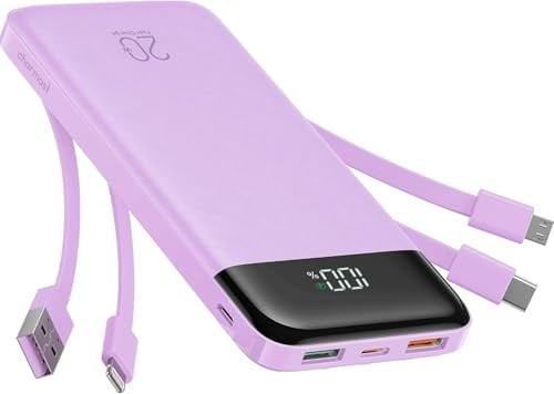 charmast Portable Charger Built-in Cables, 20000mAh Power Bank 6-Output
