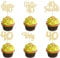 30Pcs Happy 40th Birthday Cupcake Toppers Gold Glitter Forty Cheers to 40 Years Old Birthday Cupcake Picks for Happy 40th Birthday Anniversary Party Cake Decorations
