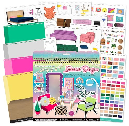 Fashion Angels Interior Design Sticker Stylist Set, Includes 20 Style Boards, 14 Sticker Sheets & 550+ Aesthetic Room Decor Stickers, Ideal for Kids & Girls