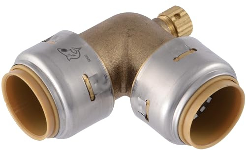SharkBite Max 3/4 Inch 90 Degree Elbow with Drain Vent, Push to Connect Brass Plumbing Fitting, PEX Pipe, Copper, CPVC, PE-RT, HDPE, UR5256A