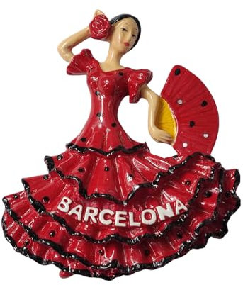 MUYU Craft Flamenco Dance Barcelona Spain Fridge Magnet Travel Souvenir Refrigerator Decoration Resin Hand Painted Craft