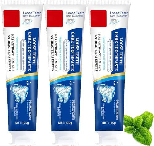 Zahnpasta für lose Zähne, Ginseng Propolis Konservierung Zahnpasta, Zahnpasta für lose Zähne, Tiefenreinigung Pflege Zahnpasta, Zahnaufhellung frischer Atem, 120 g (3 Stück)