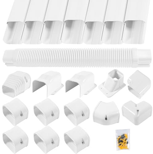 LyPrem Kit di copertura per mini split line da 7,6 cm, in PVC, per condizionatore d'aria centrale e pompa di calore