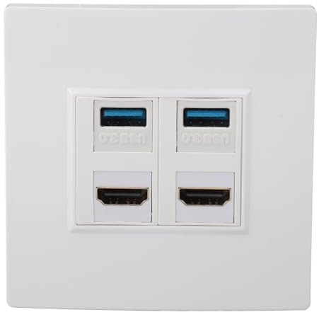 Plaque Murale HDMI USB, 2 Ports HDMI et 2 Ports USB 3.0, Prise Murale HDMI et Prise Murale USB, Blanc