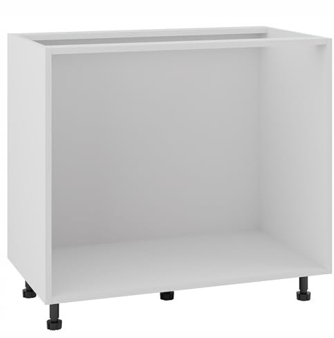 Unterschrank 90/82 für Küche - mit verstellbaren Füßen - Bohrungen für BLUM Antaro/Metabox oder GTV Modernbox Schubladen - stabil - für individuell anpassbare Küchenmöbel - Weiß