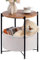 HollyHOME Beistelltisch mit Korb Rund Beistelltisch Holz Wohnzimmer Couchtisch Klein Runder Nachttisch Schlafzimmer Sofatisch, Beige