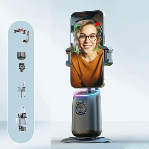 Auto Face Tracking Phone Holder Tripod,360 Video Camera Rotating Platform,Rotatable Phone Selfie Stand,Follows Your Movement Perfect For Filming Video Recording (Phone Holder)