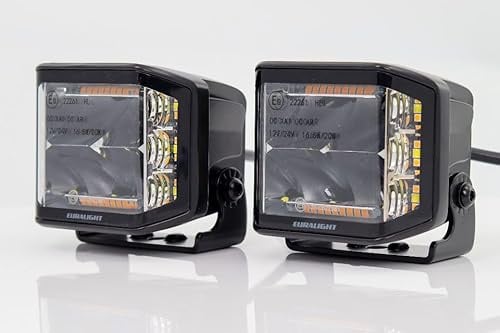 2x LED Rückfahrscheinwerfer + Warnlicht 4 Zoll Black Cube + Kabelbaum - mit E-Prüfzeichen - Breite 97mm - Höhe 77mm - Tiefe 75mm - Lichtkennzahl 10