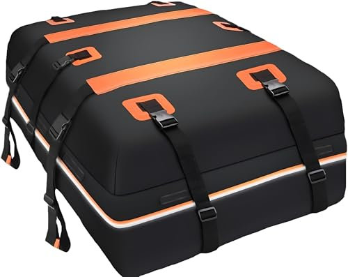 Dachbox Auto Dachgepäckträger Tasche Zubehör für Jeep Renegade 2015-2022 Wasserdicht Dachbox Taschen Dachbox Dachzelt,A-Black with Orange