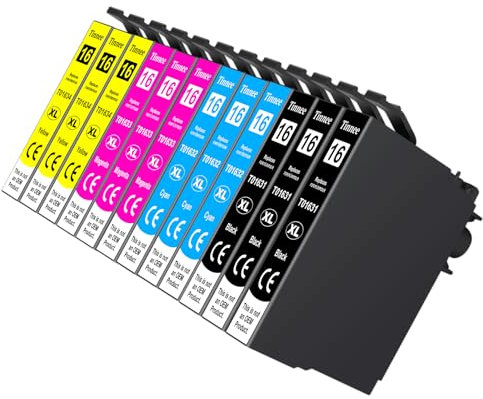 Tinnee 16XL Druckerpatronen: Kompatibel für Epson 16XL Patronen, Epson WF 2760 Patronen, 12-Pack mit hohem Ertrag und klaren Drucken