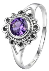 mantraroma Silberring Damen 925 Sterling Silber – runder Edelstein Ring, Vintage Statement Ring Schmuck, elegantes Geschenk für Frauen
