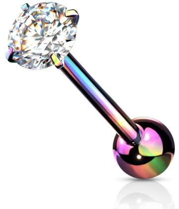 Stachelkleid Zungenpiercing Zirkonia Rund Chirurgenstahl 316l Zunge und Venom Piercing