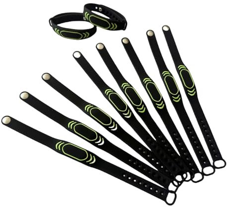 Lot de 10 bracelets de contrôle d'accès intelligents en silicone RFID sans contact 13,56 MHz M1 (noir)