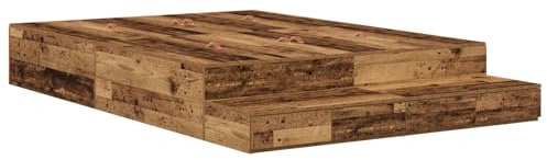 vidaXL Bettgestell mit Stauraum Altes Holz 150X200 cm Robust, Recycling, Rustikales Design, Einfacher Aufbau, Schlafzimmermöbel