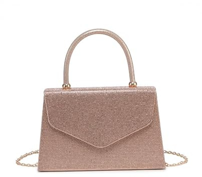 JFY Trapeze Shape Top Handle Single Side Diamante Clutch Bag