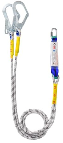 YsXoWiui Arnés de Seguridad con Eslinga de Posicionamiento Y Cuerda para Exteriores Cinturón de Protección de Alta Resistencia Adecuado para Escalada de Árbole Rappel, Paquete de Búfer de Doble Gancho