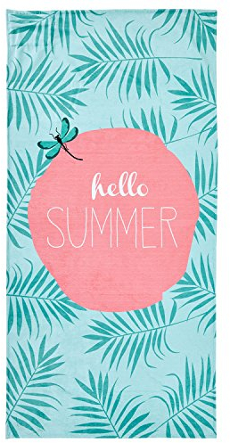 done.® Hamam/Strandtuch HELLO SUMMER mint 90 x 180 cm, mit eingenähte Tasche mit RV