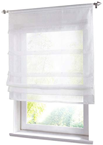 BAILEY JO 1er-Pack Raffrollo mit Tunnelzug Gardinen Voile Transparent Vorhang (BxH 80x140cm, Weiß)