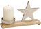 matches21 Kerzenständer mit Stern aus Metall & Holz Weihnachten Dekoration Skulptur Silber/braun 1 STK 23x16x5 cm