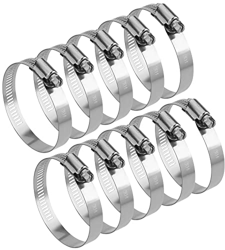 LOKMAN 10 Pack 3 Inch Stainless Steel Hose Clamps Worm Gear Duct Clamps Adjustable from 3 inch - 3.5 inch/ 75-90mm Fuel Line Hose Pipe Clamp for Dryer Vent Hose
