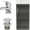 AURORA® 400mm Bathroom Vanity Unit Ceramic Wash Sink Floorstanding Storage Cabinet Reversible Soft Close Cupboard & Essentials Basin Mixer Tap & Waste Set, Charcoal Grey