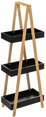 Five - Desserte de Salle de Bain 3 Niveaux en Bambou et Bois Noir