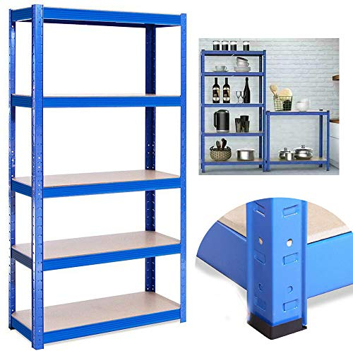 LiYi Freistehendes Schwerlastregal Industriequalität mit 5 Böden, Einzelpackung, 200 x 100x 50 cm, Blau