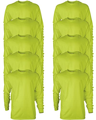 GILDAN Men's, Ultra Cotton Long Sleeve T-Shirt, Style G2400, Safety Green, L