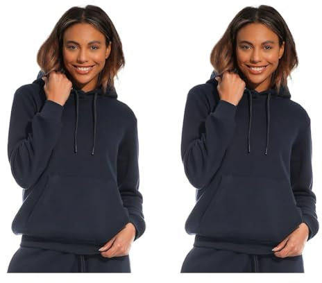 Light & Shade Women's Hooded Soft Touch Ladies Loungewear Hoodie Sweatshirt Top, Navy, S