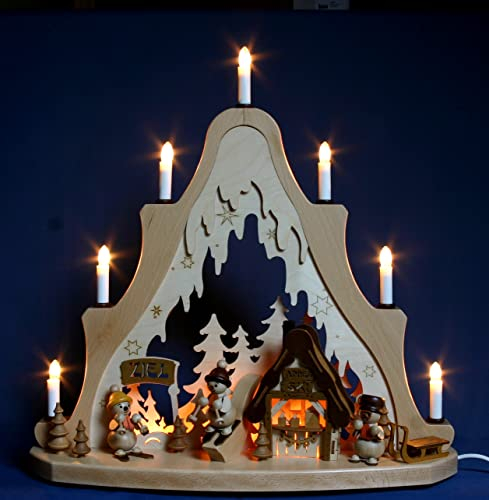 Zeidler Exclusive Schwibbogen Spitze Apres Ski, innenbeleuchtet - Handwerkskunst aus dem Erzgebirge, 53 x 50 cm