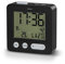 Hama Funkwecker mit Batterie (Wecker mit digitaler Funkuhr, lautlos, klein, Funkwecker mit Beleuchtung, Speed Alarm, Snooze, Temperatur, Datum, 6,5 x 2,1 x 6,5 cm idealer Reisewecker) schwarz