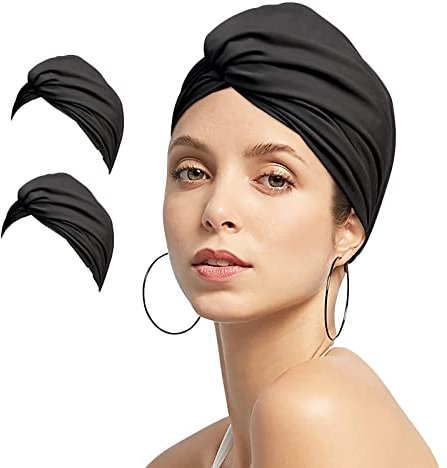 Gorro de natación estilo turbante para mujer, tela plisada, para natación, piscina, playa, surf, baño, elástico, protección para las orejas, gorro de ducha suave, gorro de quimioterapia, gorro de