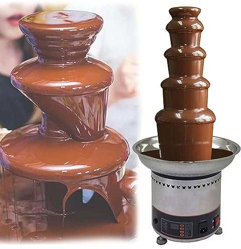 GIZMIT Commercial Chocolate Fountains, 5/6 Tiers Electric Chocolate Fountain Stainless Steel Fondue Waterfall Melting Machine for Sweet Treats, Fruits, Nuts or Party, Wedding, Cooking, Birthday,5Tier