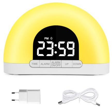 U-picks Wecker Digital Wecker Kinder,Lichtwecker Kinderwecker Digital mit Nachtlicht Snooze Sonnenaufgang Weckfunktion Einstellbarer Helligkeit,LED Smart Wecker Kinder Jungen Mädchen für Schlafzimmer