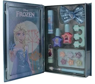 Lip Smacker Frozen Beauty Book Tin, Frozen Schminkset für Kinder mit Lippenbalsam, Lidschatten und Nagellack, Inklusive Haarzubehör