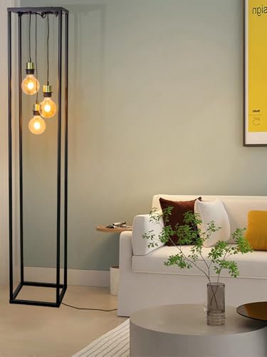 Osasy Squares Metal Floor lamp,Industrial Floor lamp for Living Room,Farmhouse Black Standing Lamp Floor Light
