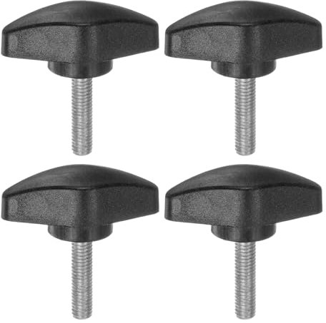 QUARKZMAN 4Pcs Tornillos de Pulgar de Perilla en Forma de T M5 x 20mm con Rosca Estándar de Plástico, Asas de Perillas de Sujeción de Mano, Agarre de Tornillo de Pulgar, Negro