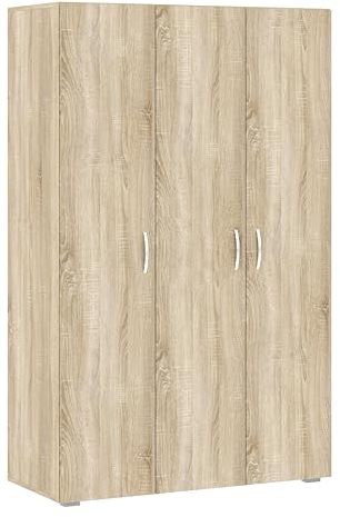 Oggi Eiche Sonoma Schrank 110 cm - 3-türig, Zeitlos, Regale, Kleiderstangen, für Schlafzimmer, Gästezimmer, Flur