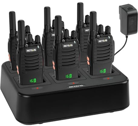 Retevis H777H Walkie Talkies, Two Way Radio with Screen, Rechargeable 2 Way Radio with 6 Way Charger, Flashlight, USB-C Walky Talkie Adult with Emergency Alarm for Business, Education (Black, 3 Pcs)
