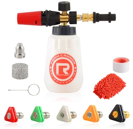 Rdutuok Einstellbare Schaumkanone für Kärcher K Serie K2 K3 K4 K5 K6 K7 Hochdruckreiniger 1L Power Dicke Schaumseifenspender Einstellbare Sprühdüse für Hochdruckreiniger Schaumpistole Autowäsche