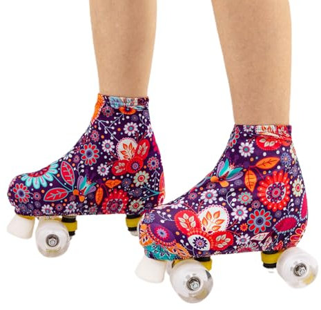 Skates Cover,Rollschuhe und Schlittschuhe Überzieher,Überziehsocke für Rollschuhe,Schlittschuhe Schoner,Schutz für Roller Inline Skates,Eislaufschuhe,Schützen für Eiskunstlauf,Eislaufen (Floral, M)