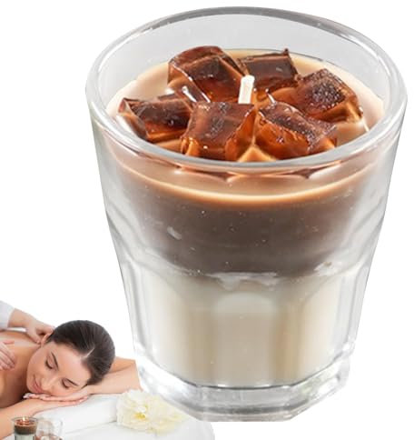 Kaffeekerzen mit starkem Duft, Kaffeekerzen - Aromatherapie-Kerzen,Home Decor Iced Latte Kerze, Kaffee duftendes natürliches Sojawachs für Geburtstag, Weihnachten
